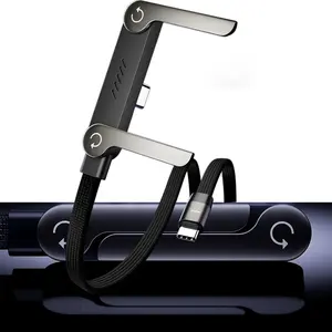 Câble de données pliable 240W à charge rapide avec support de téléphone portable, réglage multi-angles, charge non-stop, câble PD Type-C avec gaine tressée - Product Image 3