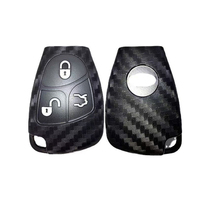 Housse de clé en silicone style fibre de carbone pour C-Class E-Class GLC GLE, protection de clé intelligente pour Mercedes-Benz