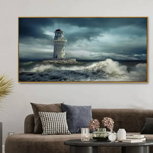 Moderno restaurante pared arte faro en agua áspera pintura decoración del hogar dormitorio decorativo pared lienzo pintura impresiones - Product Image 2