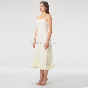 ชุดแต่งงานแฟชั่นหรูหราแบบ OEM สายเดี่ยวระบายผ้าชีฟอง ชุดเดรสยาวทรงเอไลน์สำหรับงานปาร์ตี้ - Product Image 2