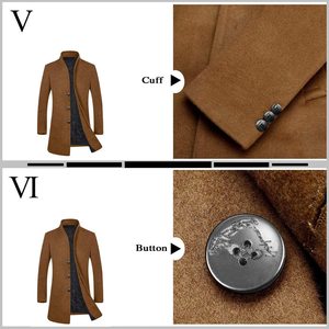 Shinesia Cardigan da uomo in cotone Slim Cloak tinta unita autunno inverno soprabito in tessuto goffrato nuovo <span class=keywords><strong>Trench</strong></span> Casual - Product Image 4