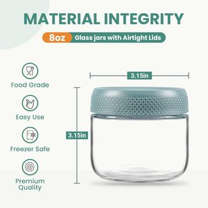 Paquete de 6 Frascos de Vidrio de 8oz con Tapas Herméticas, Boca Ancha, Libres de BPA, Aptos para Lavavajillas, Reutilizables, para Alimentos, <span class=keywords><strong>Avena</strong></span> - Product Image 2