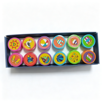 Lot de 12 tampons auto-encreurs en plastique pour enfants, motifs dessin animé, desserts sucrés, garçons et filles, tampons mignons pour fêtes, jouet d'art et d'artisanat