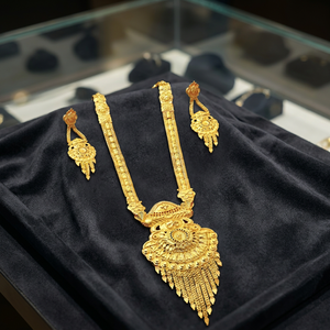 ชุดเครื่องประดับยาวสำหรับงานแต่งงานทองขนาดเล็ก14K 18K 24K แบบดั้งเดิมชุดเครื่องประดับแฟชั่นแบบยาวชุดเครื่องประดับทรงยาว - Product Image 4