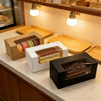 Boîte cadeau en papier kraft transparent avec ouverture fenêtrée, emballage alimentaire pour pâtisserie, dessert, tarte aux œufs, macaron, gâteau.