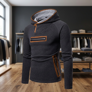 เสื้อฮู้ดซิปทรงสลิมฟิตสำหรับผู้ชาย แขนเสื้อแบบแร็กแลน ผ้าฝ้าย 80% โพลีเอสเตอร์ 20% เสื้อผ้ากีฬาสำหรับสตรีทแวร์ - Product Image 2