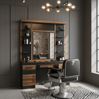 Station de coiffure moderne de luxe en bois véritable avec miroir, élégante, durable, en métal réglable, mobilier de salon commercial, modèle 316