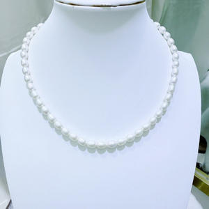 Natural 5-6mm Freshwater Pearl <b>Necklace</b> with Pure <b>Silver</b> Adjustable <b>Chain</b> Meter-Shaped Almost Flawless <b>Necklace</b> - Product Image 2