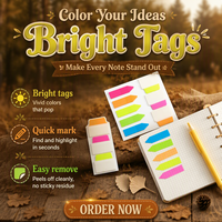 Notes autocollantes colorées personnalisées en PET de forme personnalisée pour les signets de marqueurs de page