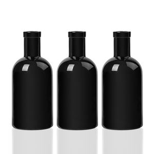 Bouteilles de liqueur en verre dépoli rondes de 100 ml et 200 ml, prix d'usine en gros, bouteilles vides noires pour vodka, whisky, <span class=keywords><strong>gin</strong></span> - Product Image 2