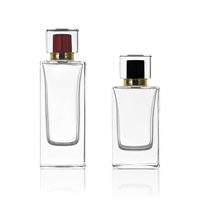 Flacon de parfum rectangulaire mince de haute qualité à base épaisse, type sertissable, 30ml 50ml 100ml, unique