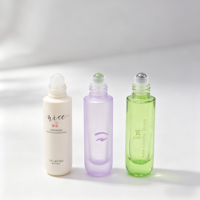 Flacons de parfum élégants en verre, emballages cosmétiques, flacons cosmétiques de luxe vides avec boîtier et bille en acier, flacons de parfum en verre