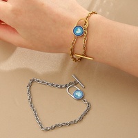 Bracelet en acier inoxydable Yiwu Aceon Velle, chaîne à maillons de câble de 4 mm de largeur, logo personnalisé, signe, cœur, rond, fermoir à bascule en émail unique