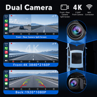 Lecteur DVD de voiture, caméra embarquée 4K, écran CarPlay 10 pouces, vision arrière, CarPlay, Android Auto, caméra embarquée 4K pour l'enregistrement en voiture, boîte noire