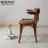 WISEAMX FURNITURE Chaise Thonet en bois antique, chaise de patio en bois à dossier croisé, chaise de salle à manger avec accoudoirs pour café, boutique, restaurant