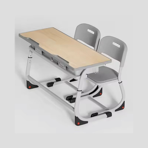 Ensemble de bureau et de chaise <span class=keywords><strong>scolaire</strong></span> en métal de qualité supérieure, moderne, personnalisable, réglable, écologique, double chaise et table pour étudiants - Product Image 3