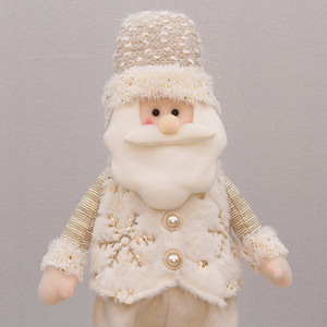 Santa Claus And Snowman Doll <b>Figure</b> 80cm Gold Fabric Retractable Indoor <b>Christmas</b> Decoration - Product Image 3