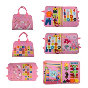 Tableros de Actividades Montessori de Fieltro para Niños Pequeños, <span class=keywords><strong>Libros</strong></span> de Actividades con Alfabeto de Castillo Rosa para Viajes - Product Image 6