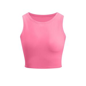 Vêtements pour femmes Chemise pour femmesNouveau haut court sexy sans manches chemise de base ajustée avec col rond - Product Image 1