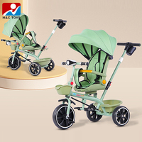 Tricycle à pédales inclinable pour enfants, poussée bidirectionnelle avec grand pare-soleil, tricycle de voyage pour bébé, plusieurs options de couleurs