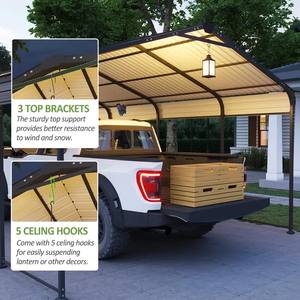 Abri de voiture en métal de 11 <span class=keywords><strong>pieds</strong></span> x 19 <span class=keywords><strong>pieds</strong></span>, abri de voiture en métal, verrouillable, robuste, protection de voiture, imperméable, moderne, pour l'extérieur, la cour - Product Image 4