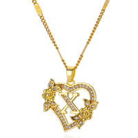 Collier d'été en acier inoxydable avec pendentif en forme de cœur creux, 26 lettres, plaqué or, simple, pour femmes
