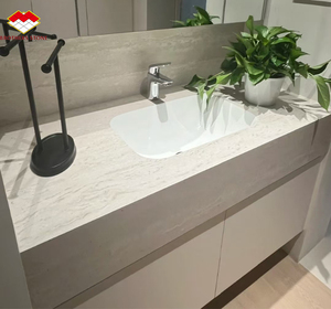 Trắng travertine thiêu kết đá chìm cho Vanity bóng đá nhân tạo cho phòng tắm và nhà bếp Countertop - Product Image 3