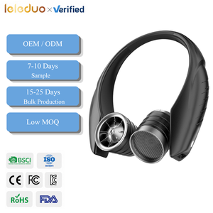 Ventilateur de cou portable rechargeable 4000 mAh 8W avec double sortie d'air, mains libres, angle réglable, faible MOQ, pour l'extérieur - Vente en gros - Product Image 1