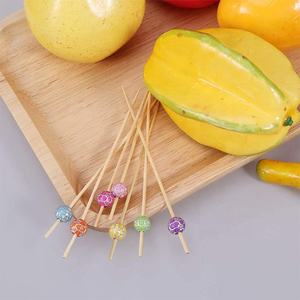 Fournitures d'hôtel brochettes décoratives pics à cocktail de football colorés cure-dents en bambou - Product Image 4