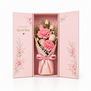 Caja de Regalo de Papel Rígido con Doble Puerta Abatible, Forro de Esponja, Laminado Mate, Funda de Papel Artístico para Ramo de Flores del Día de la Madre - Product Image 5