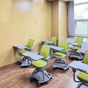 Sillas de Estudio Modernas de Plástico al por Mayor para <span class=keywords><strong>Aula</strong></span>, Oficina en Casa y Entrenamiento Escolar con Tablero de Escritura y Ruedas - Product Image 3