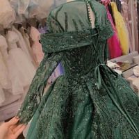 Robe de mariée de maternité classique musulmane Lsany222, style robe de bal, scintillante, moelleuse, grande taille, avec perles luxueuses, appliques de dentelle et fleurs