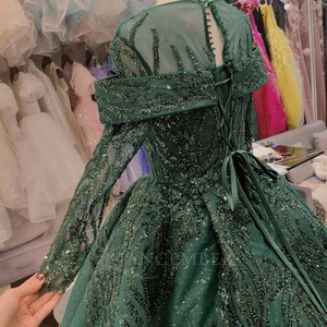 Vestido de Gala Musulmán Lsany222, Brillante, con Lentejuelas, Vestido de Novia Elegante con Cuentas y Apliques de Encaje para Eventos de Gala y Noche, Jancember - Product Image 6