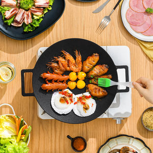 34CM Korean BBQ Cast Iron <strong>Grill</strong> Griddle <strong>Pan</strong> Flat Bottom Outdoor Barbecue and Pancake Frying <strong>Pan</strong> - Product Image 3