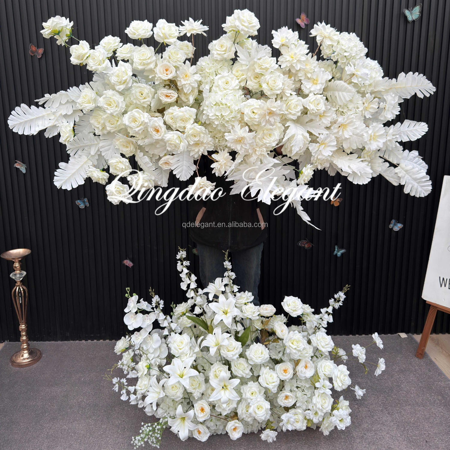 wedding flowers decorations navy blue champagne rust