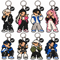 Porte-clés Anime Personnalisé OEM, Porte-clés Personnage Rappeur en PVC Souple 2D avec Étiquette Logo pour Cadeaux Promotionnels