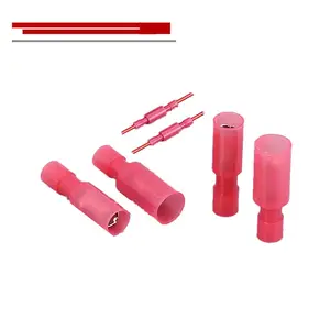 NEW Nylon bullet-head fully insulated connector Male/Female Quick interconnection terminal FRFNY/MPFNY1.25-156 Red transparent