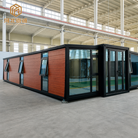 Maison mobile modulaire préfabriquée à double aile avec structure en acier personnalisée, support de porte vitrée, maison conteneur extensible