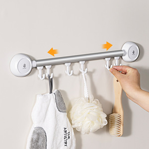 Suction Cup Hook Rack 6 Hooks White Modern Design Easy Installation Bathroom Kitchen Robe Hook Storage Organizer - Product Image 3