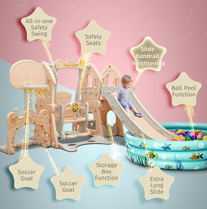 MIGO Bear centre commercial combiné <span class=keywords><strong>Cottage</strong></span> terrain de <span class=keywords><strong>jeu</strong></span> intérieur pour enfants Playhouse multi-combinaison en plastique bébé toboggan et balançoire - Product Image 2