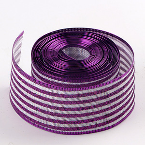 High Quality Glitter <strong>Jute</strong> Wired Burlap Christmas <strong>Ribbon</strong> With Wire - Product Image 2