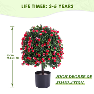 PZ-1-107B/112 Haute Simulation Faux Rose Rouge avec Buis Folaige Plante En Pot Dans Un Pot En Plastique Topiaire Arbustes Artificiels Arbres - Product Image 3
