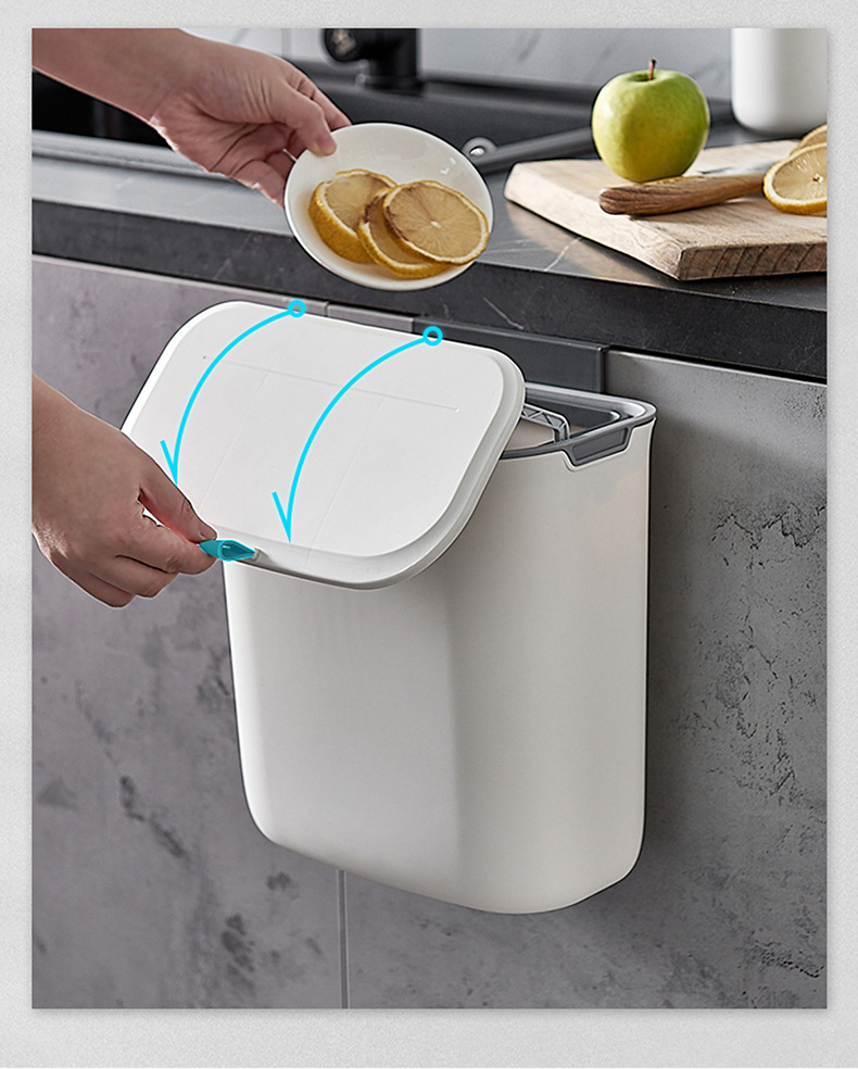 Настенная кухонная корзина для мусора DYS34, бытовая неперфорированная подвесная корзина для мусора с крышкой, креативная корзина для мусора
