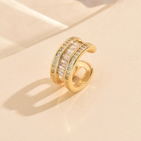 Venta al por mayor nueva moda mujer declaración Clip-On pendientes conjunto con corazón geométrico Zirconia latón joyería regalo