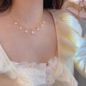 สร้อยคอสไตล์วินเทจฝรั่งเศส ดีไซน์ภาพเหมือน สง่างาม อ่อนโยน ประดับด้วยไข่มุกน้ำจืดธรรมชาติ สำหรับเจ้าสาว - Product Image 1