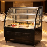 Vitrine réfrigérée commerciale pour desserts de buffet d'hôtel, vitrine à gâteaux en verre incurvé