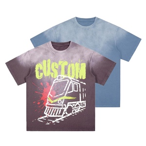 T Shirts High Quality <b>Blank</b> Men 270 260 250 Gsm Custom Heavy <b>Weight</b> Cotton Oversized T-Shirt Vintage Acid Wash Washed T Shirt - Product Image 2