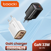 Cargador Toocki de Doble Puerto, Material PC+ABS, GaN de 33W, USB-C de 33W y USB-A de 20W, Pantalla Digital Inteligente para iPhone, iPad y Hogar
