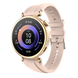 ساعة ذكية للنساء بلون ذهبي GT4 ميني 1.3 بوصة اتصال بالبلوتوث رصد صحة النساء ساعة ذكية أنيقة Reloj GT4mini GT4 ميني اموليد