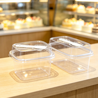 Contenants carrés en plastique transparent pour desserts avec cuillère, boîte transparente pour gâteaux, mousses, yaourts, glaces et emballages alimentaires